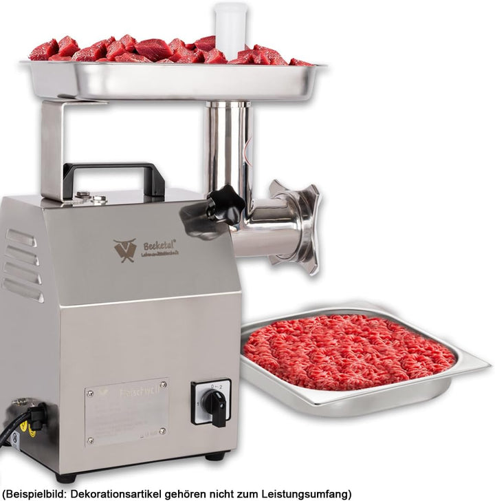 Beeketal 'FW120B' Profi Gastro Edelstahl Fleischwolf mit 120 kg/Std. Durchsatz, starkem 750 Watt Mot