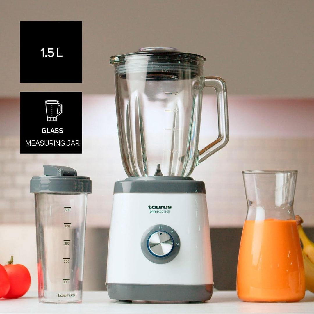 Taurus Optima Go 1500 Standmixer | 1500 W | tragbarer Becher 500 ml | 4-Klingen | 2 Geschwindigkeite