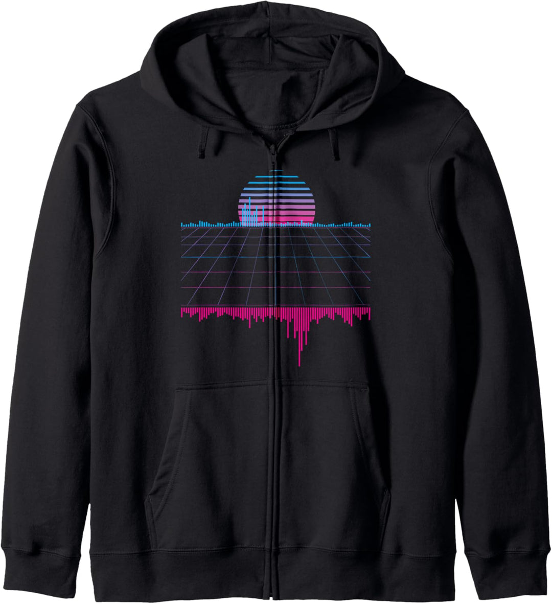 retrowave synthwave vaporwave Sonnenuntergangsmusik Kapuzenjacke