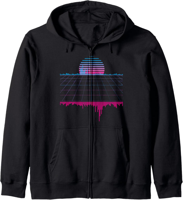 retrowave synthwave vaporwave Sonnenuntergangsmusik Kapuzenjacke
