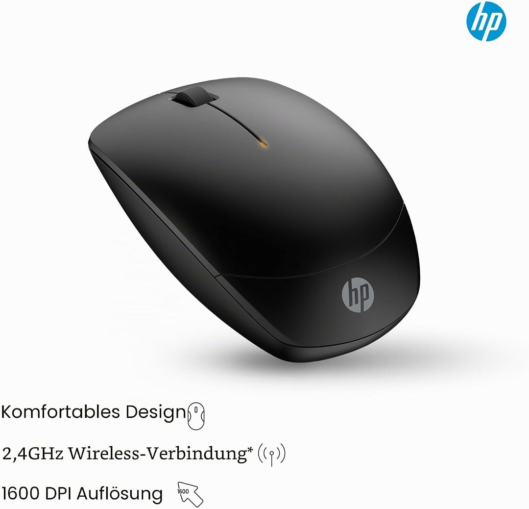 HP 230 Slim Wireless, Verbindung mit USB-A Dongle mit 2,4 GHz, Multi-Gerät, bis zu 1600 DPI, Autonom