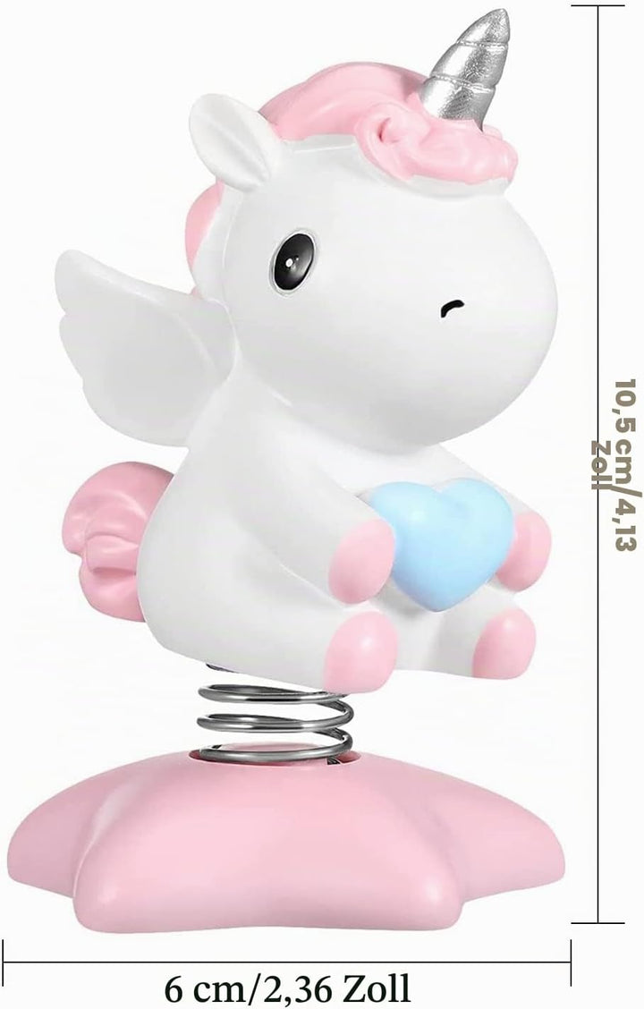 Wackelfigur Einhorn Figuren, 2 Stücke Einhorn-Wackelfigur mit Wackelkopf Einhorn Auto Ornament Autoz