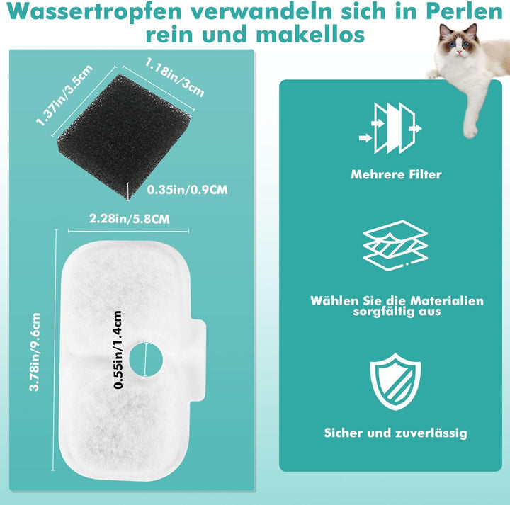 30 Stück Filter Katzenbrunnen，PLWF105/PLWF115/PLWF005 Dockstream Cat Water Fountain，Austausch des Pe