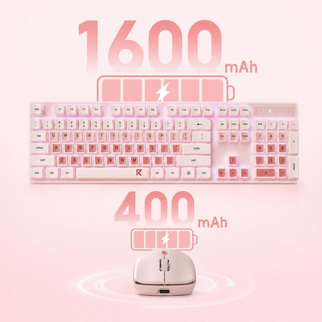 Redragon BS8531 Büro Tastaturen &amp; -Mäuse Combos Kabellos Mechanisch Rosa | 3-farbig rosa mechanische