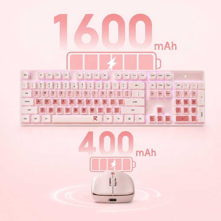 Redragon BS8531 Büro Tastaturen &amp; -Mäuse Combos Kabellos Mechanisch Rosa | 3-farbig rosa mechanische