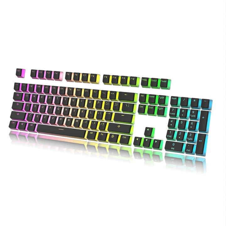 HK Gaming 108 Double Shot PBT Pudding Keycaps Keyset for Mechanical Gaming Keyboard MX Switches (Bla