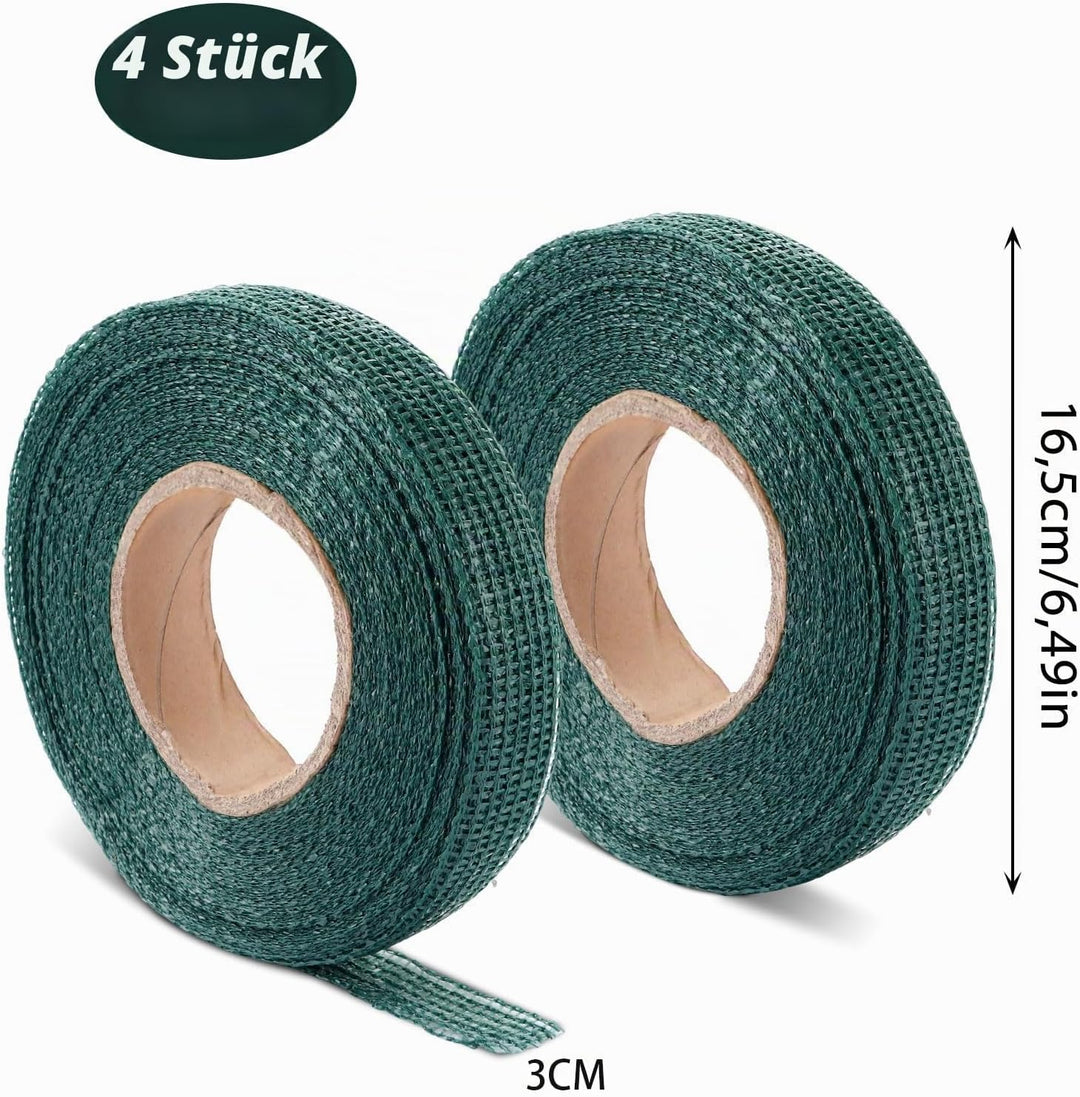4 Stück Pflanzenbinder 3cmx50m Pflanzenband, Pflanzenband Polyethylen Baumschnur Baumanbinder Grün,
