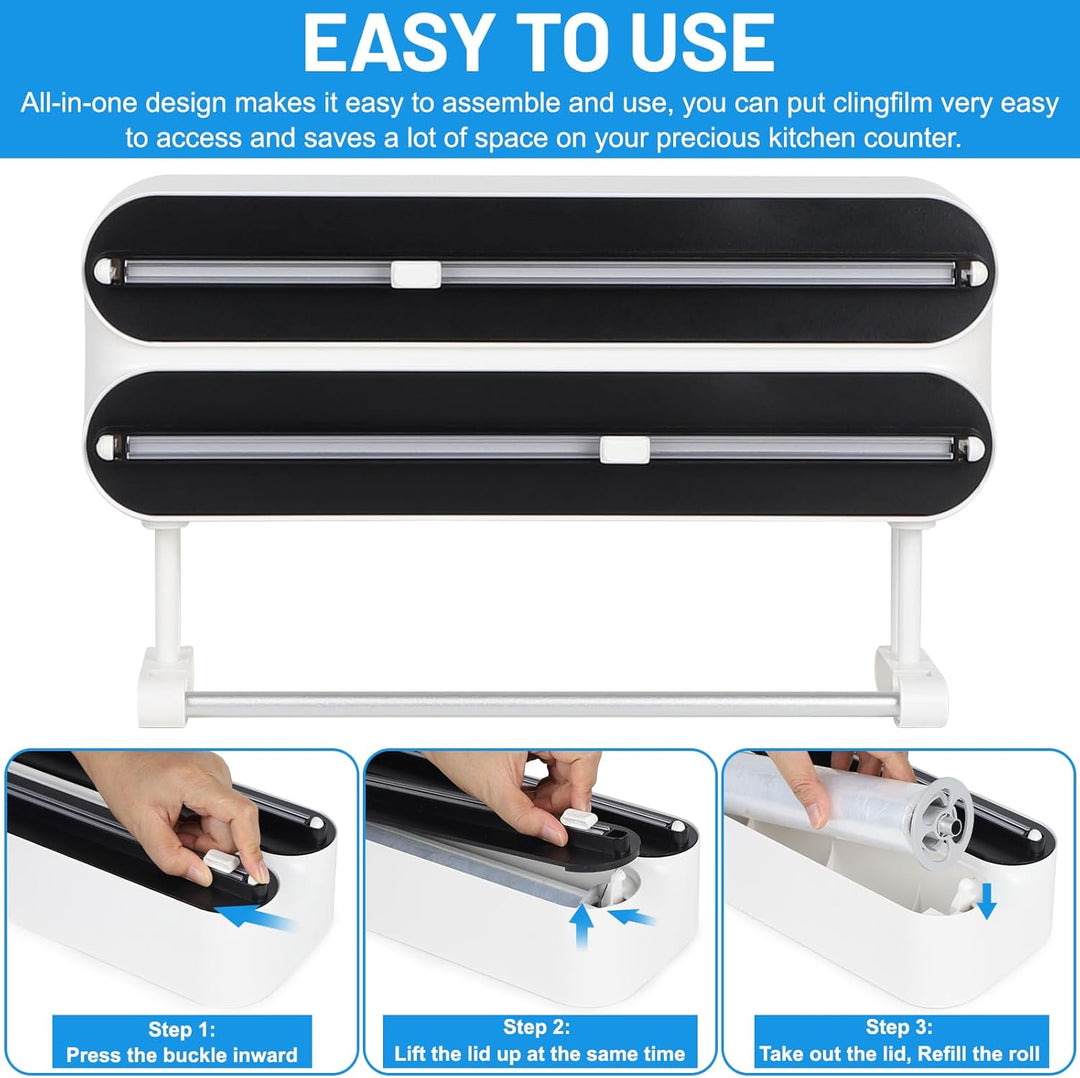 DBREAKS Wandrollenhalter Küche 3-in-1 Frischhaltefolienspender, küchenrollenhalter magnetisch, Frisc