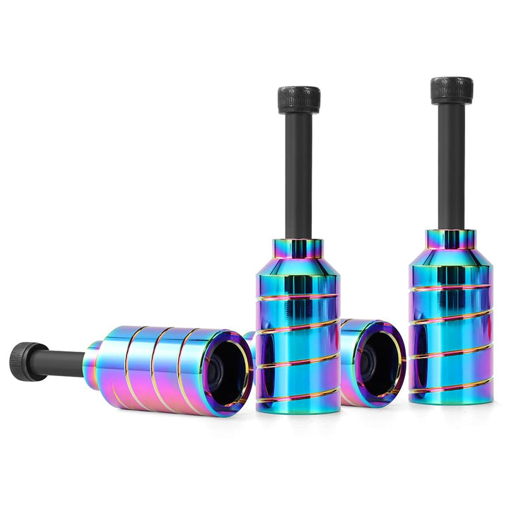 Scooter pegs - 2 stück Pro Stunt Scooter Pegs Rainbow Schward mit 12.9 Stufe Achse und Befestigungsm