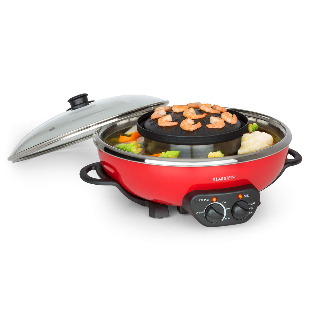 Klarstein Szechuan - Hot Pot und Grillplatte, Hot Pot Topf Volumen: 5 Liter, Hot Pot Grill 1350 Watt