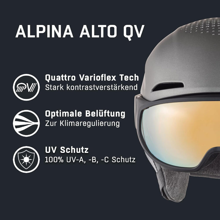 ALPINA Unisex - Erwachsene, ALTO QV Skihelm gunmetal matt 51-55 cm, gunmetal matt 51-55 cm