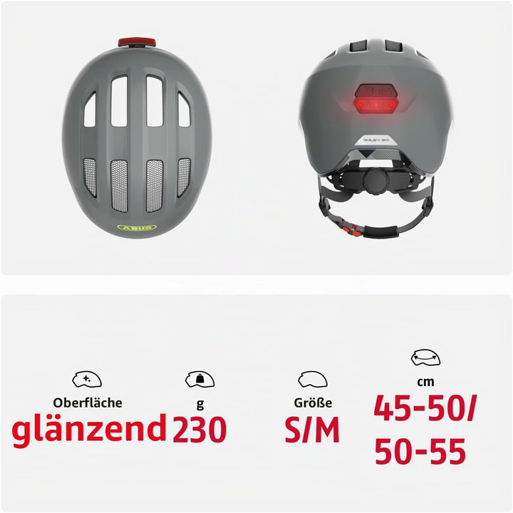 ABUS Kinderhelm Smiley 3.0 ACE LED - Fahrradhelm mit Licht - tiefe Passform &amp; Platz für einen Zopf -