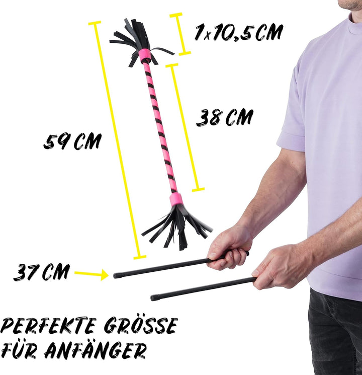 Diabolo Freizeitsport Flowerstick Basic (pink) - UV reaktiver Flower Stick mit 2 Glasfaser Handstäbe