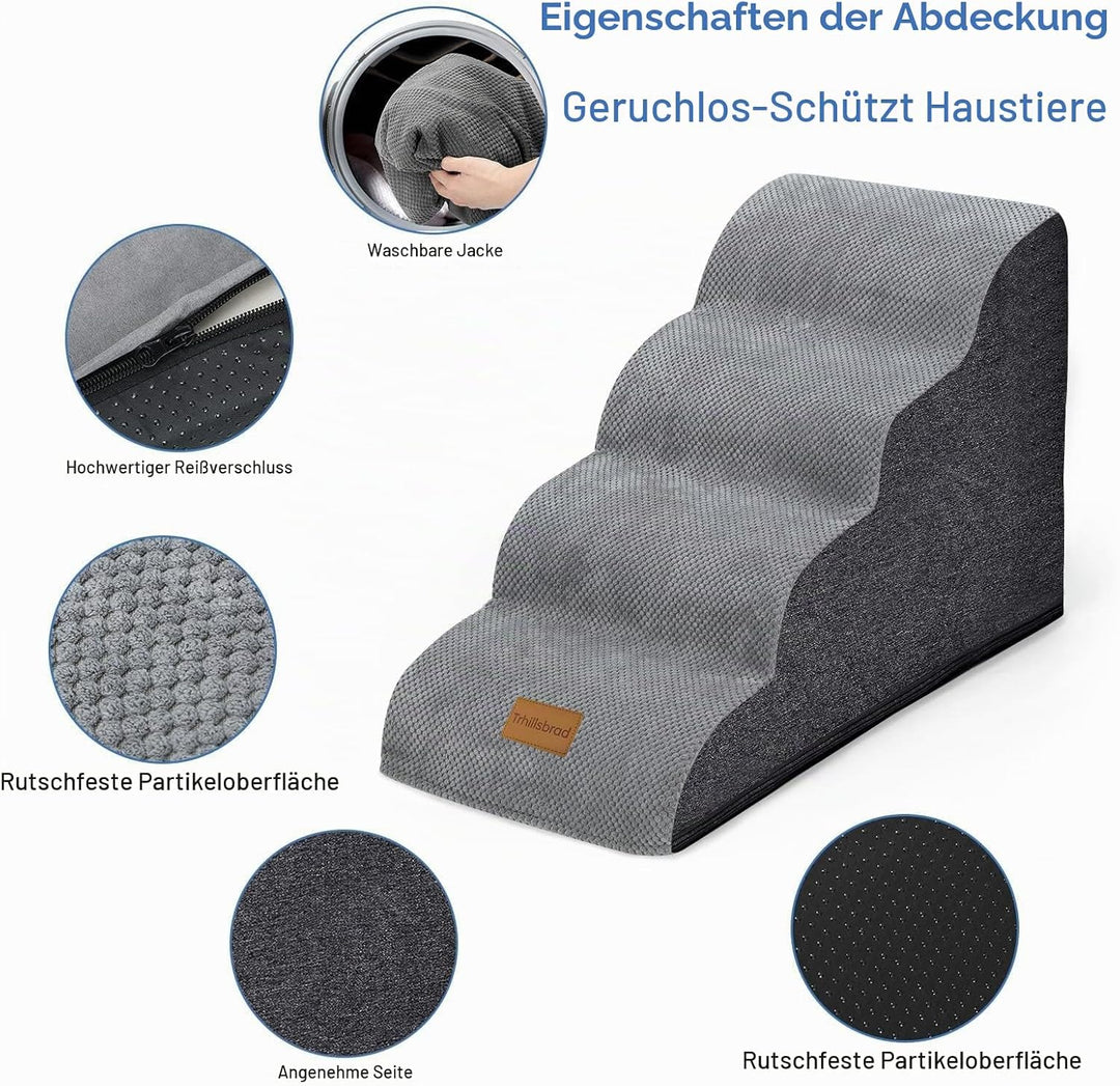 Breiter Hundetreppe 4 Stufen 50cm hoch für Kleine Hunde, Hochdichtem Schaumstoff Haustiertreppe, Was