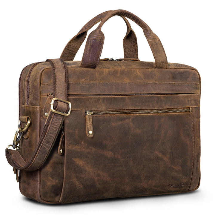 ROYALZ 'Boston' Umhängetasche Herren Leder gross 15,6 Zoll Laptoptasche Messenger Bag Männer Lederta