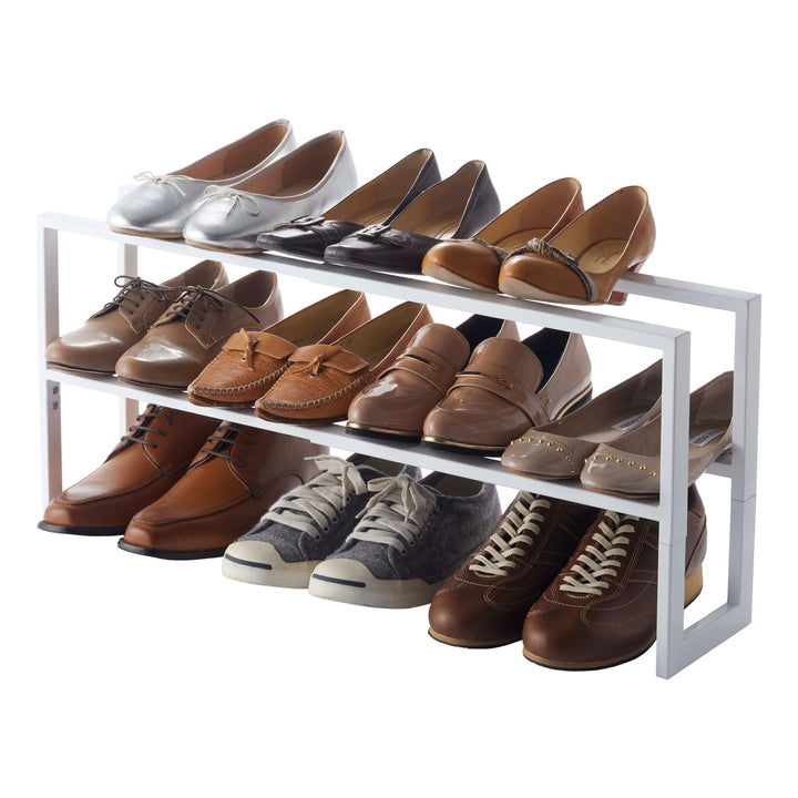 Extendable shoe rack 2 tier - Line - white Weiss Single, Weiss Single
