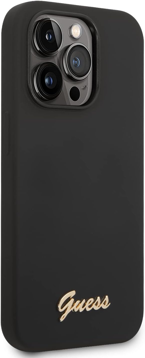 Guess GUHCP14XSLSMK hülle für iPhone 14 Pro Max 6,7" schwarz/Black Hard case Silicone Vintage Gold L