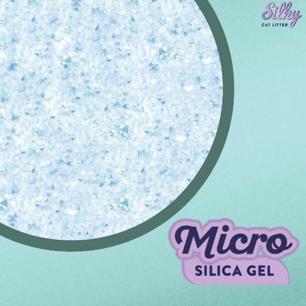 Silky Mikro Silikat-Katzenstreu 3,8L | 30,4L Satz | Staubfrei, Geruchskontrolle, Saugfähig, Bakterie