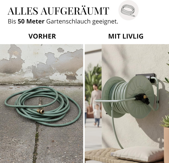 Livlig53 LIVLIG Schlauchtrommel Metall, Schlauchtrommel 50m Gartenschlauch, pulverbeschichtete Garte