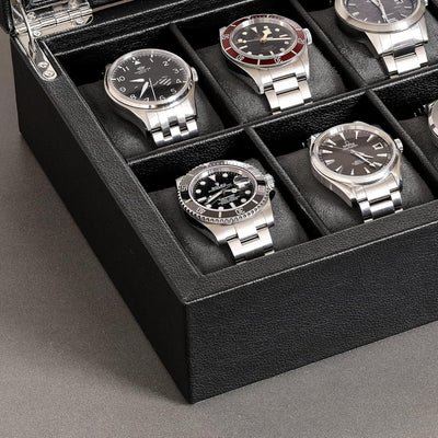 ROTHWELL Uhrenbox aus Leder mit 10 Fächern – Luxus-Uhrenetui, Veranstalter Uhrenaufbewahrung, Ultraw