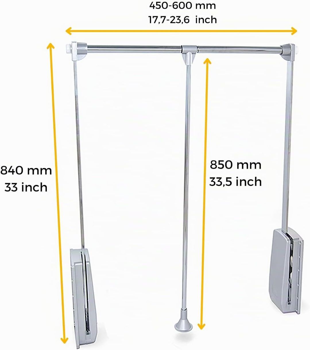 Emuca - Kleiderlift für Schrank, Ausziehbarer Kleiderlift 450-600mm Breite, Schrankinnenseiten Monta