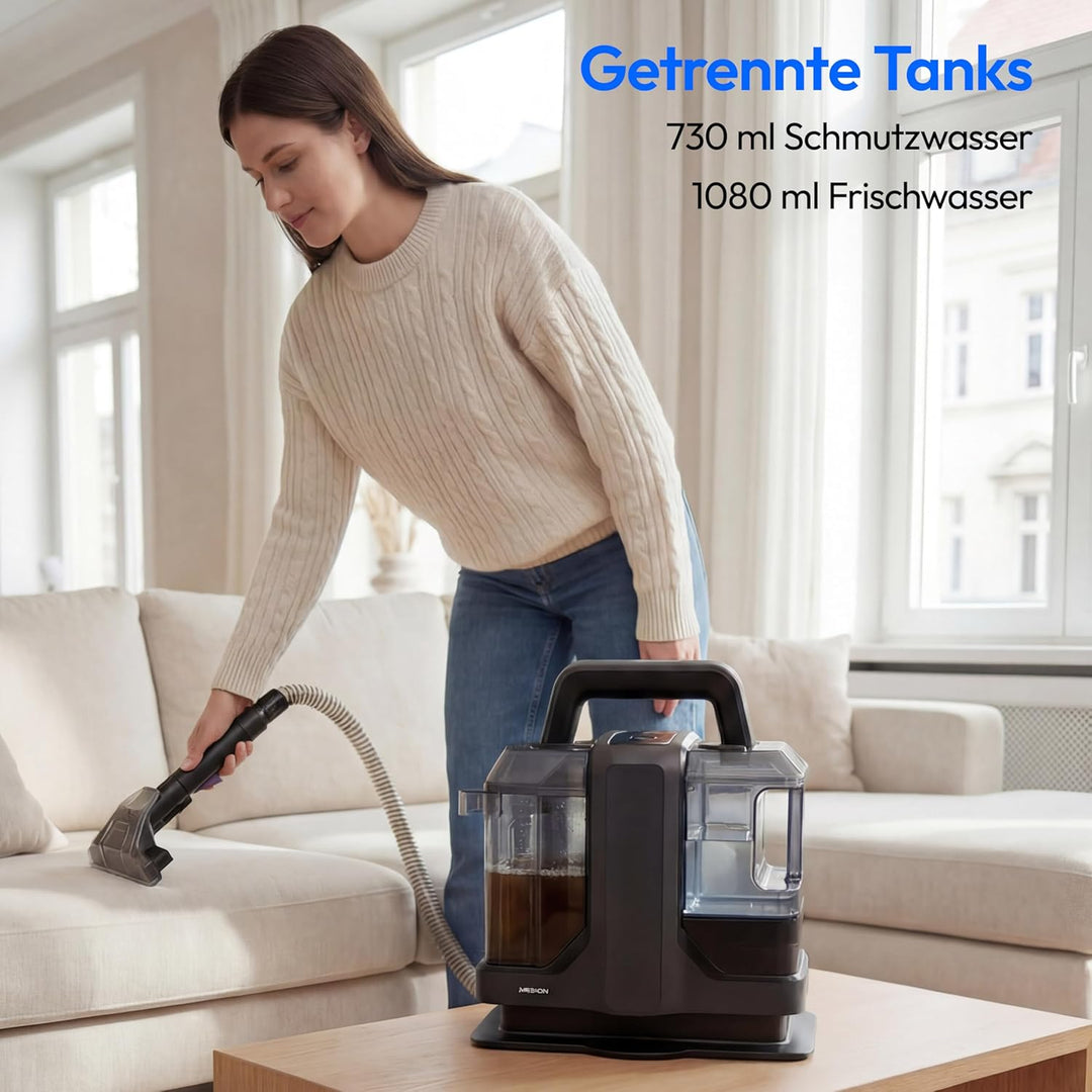 MEDION Polsterreiniger Gerät Waschsauger (Nasssauger für Polster Teppiche Autositze, Frisch und Schm