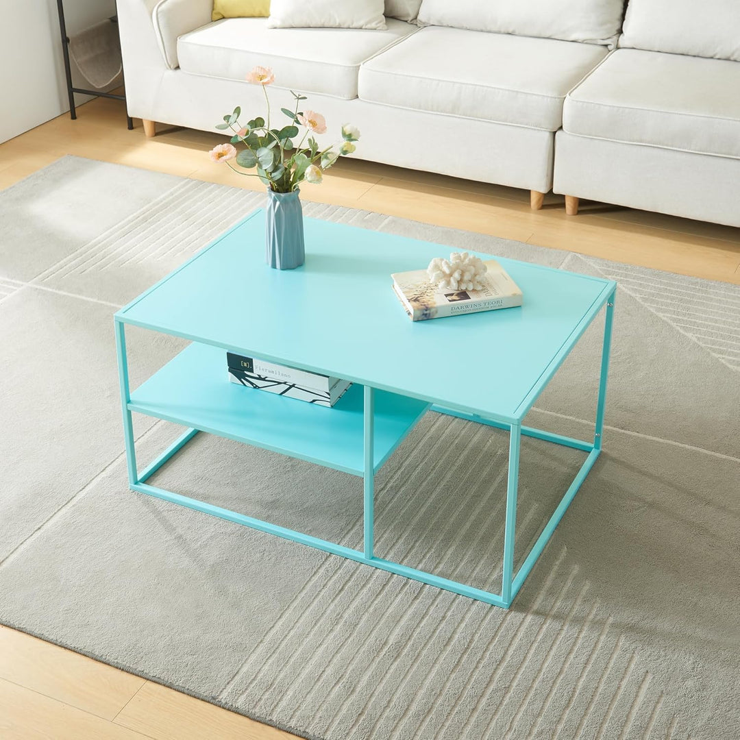 [en.casa] Couchtisch Solund Beistelltisch Metall Wohnzimmertisch mit Stauraum Sofatisch rechteckig K