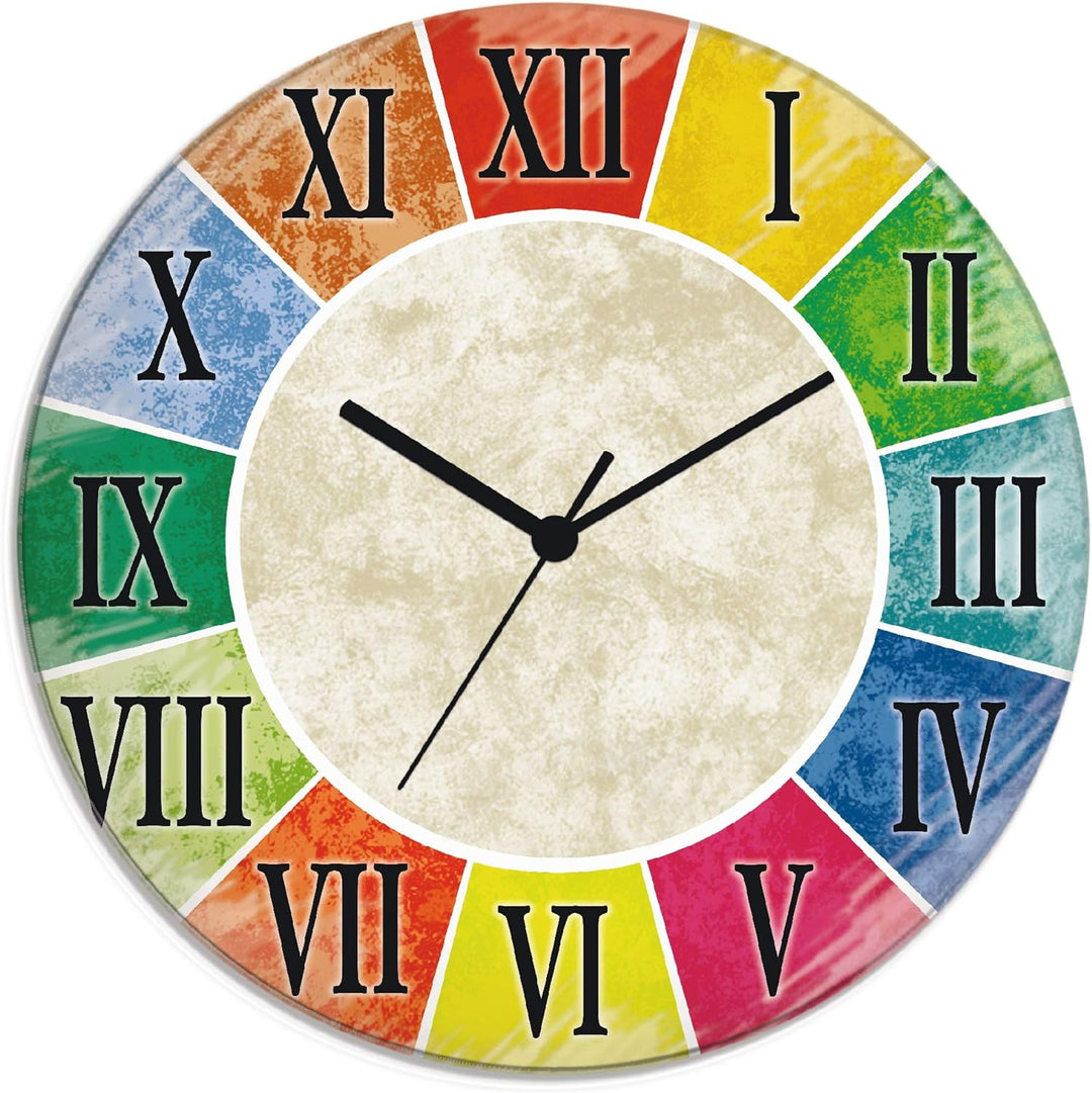 ARTLAND Wanduhr ohne Tickgeräusche Glas Quarzuhr Ø 30 cm Rund Lautlos Römische Ziffern Zahlen Römisc