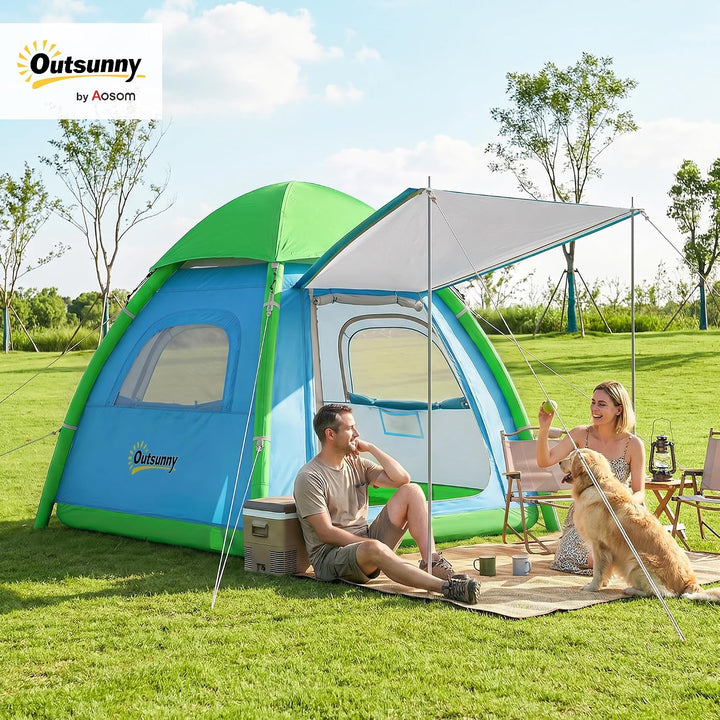 Outsunny Aufblasbares Zelt 3 Personen Schneller Aufbau Outdoor Camping Zelt mit Luftpumpe Meshfenste