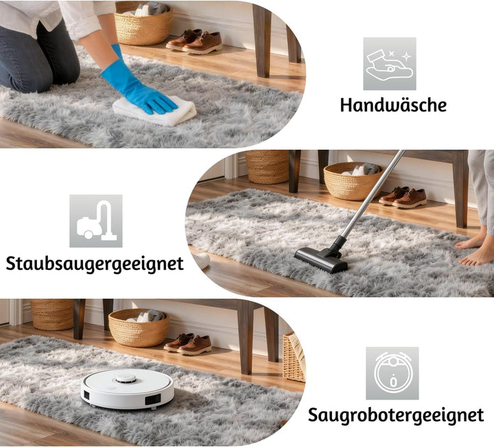 MARATIP Plüsch Teppich,Flauschiger Teppich Rund,grosse Grösse modernes Wohnzimmer,Kinder Mädchen,wei