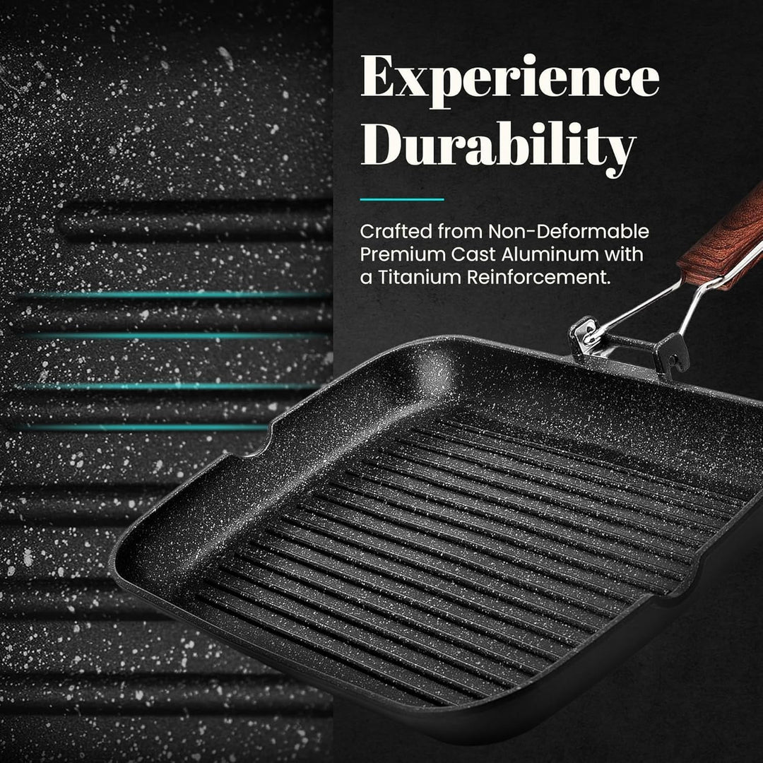 WECOOK! Ecochef - Aluminium Non Stick Grill Pan - Ribbed 20 X 20 cm, 20 X 20 cm