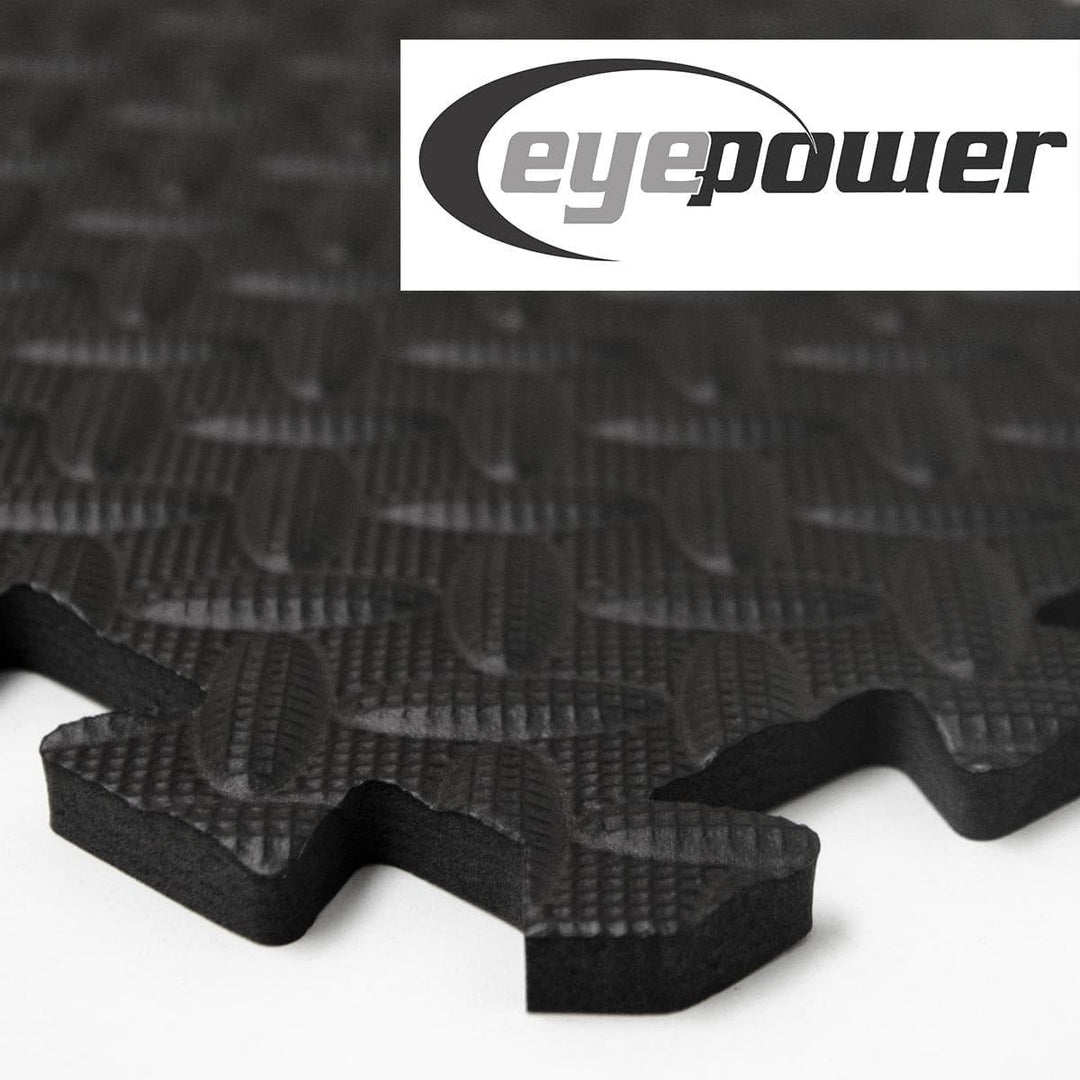 EYEPOWER Bodenschutzmatten 0,8 m² – 9er Set Fitness Bodenmatten 30×30×1 cm – rutschfeste Schutzmatte