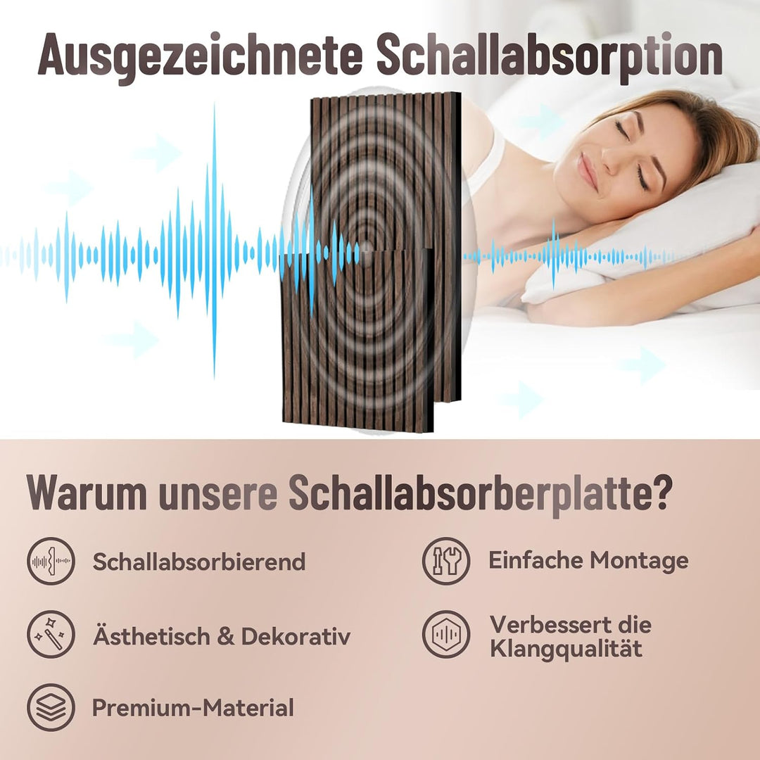 AKK-STAVE Akustikpaneele Holz 240x60 cm (1er-Set 1,44 m²) - Akustik Paneele &amp; Holzpaneele Wand für S