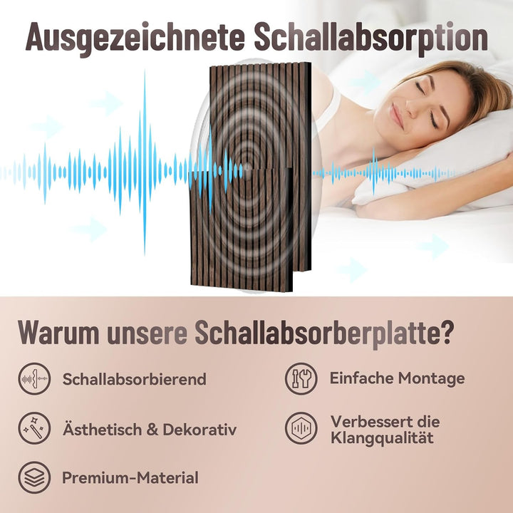 AKK-STAVE Akustikpaneele Holz 240x60 cm (1er-Set 1,44 m²) - Akustik Paneele &amp; Holzpaneele Wand für S