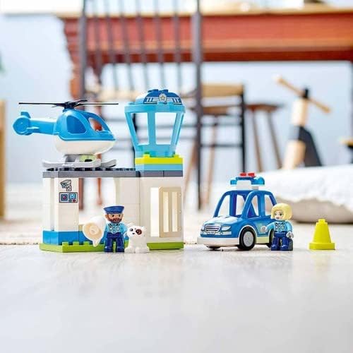 LEGO 10959 DUPLO Polizeistation mit Hubschrauber, Polizeiauto und Steine, Polizei-Spielzeug für Klei