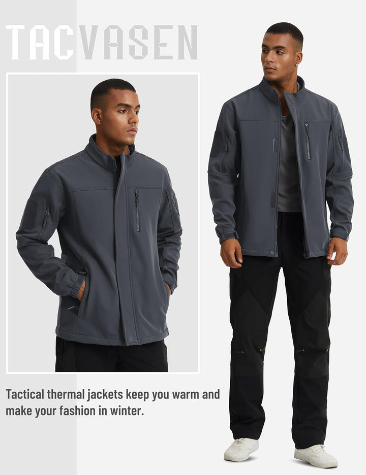 TACVASEN Herren Softshell Jacke Winddichte Warme Fleece Outdoorjacke Übergangsjacke mit Reissverschl