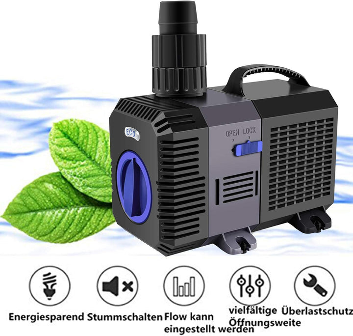 YAOBLUESEA Eco Teichpumpe Filterpumpe Bachlaufpumpe Filterpumpe 4500L/H 30W Energiespar Wasserpumpe
