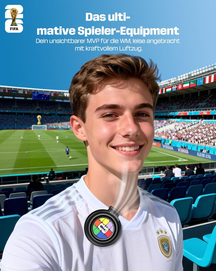 Offizielle FIFA WM 2026 Edition Clip Ventilator, Mini Ventilator mit Clip für Hemd und Taille, 360°