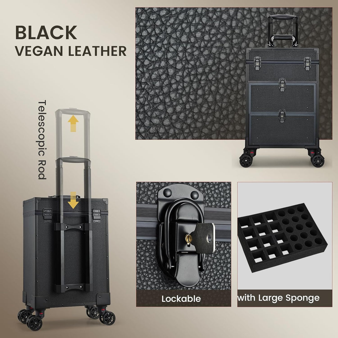 Kosmetikkoffer Kosmetik Trolley mit 2 Schubladen Friseurkoffer Gross Nageldesign Koffer Werkzugkoffe