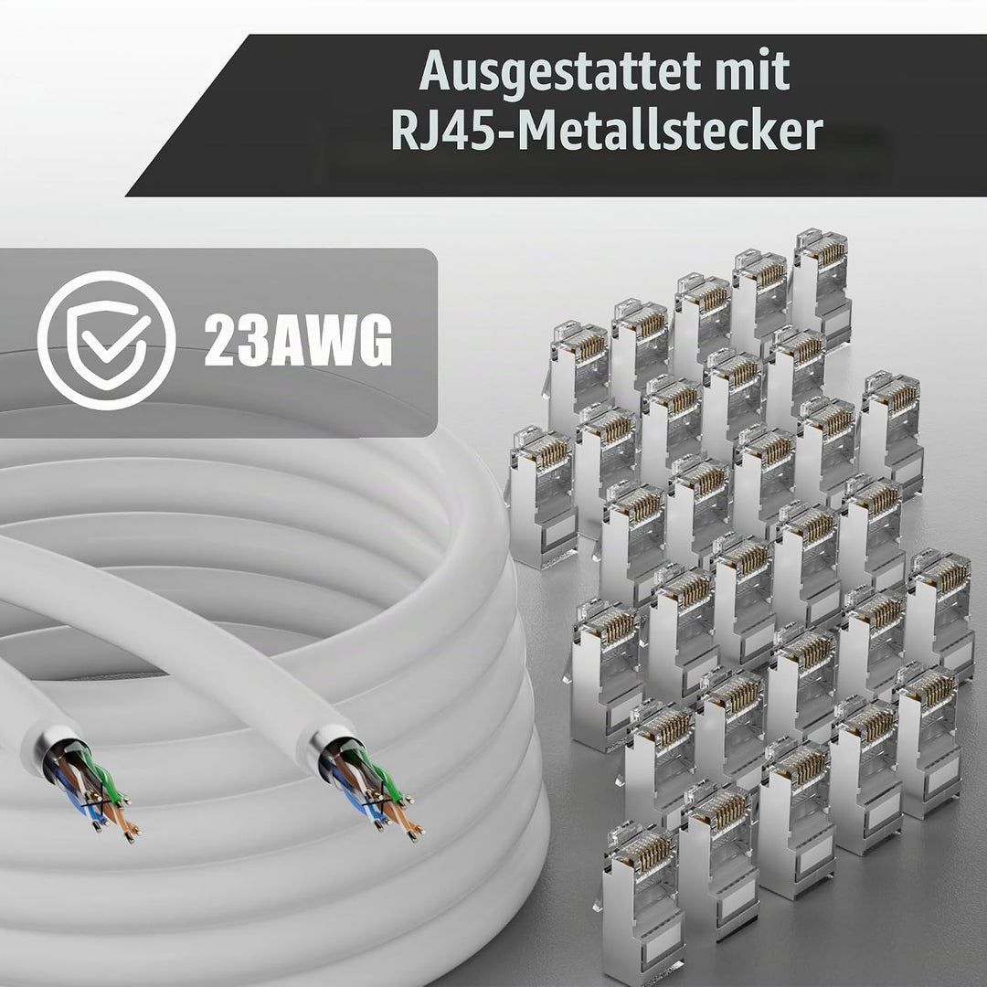 Netzwerkkabel 150m Outdoor, Lan Kabel Cat 6 150 Meter Verlegekabel Weiss Lange Aussenbereich Install