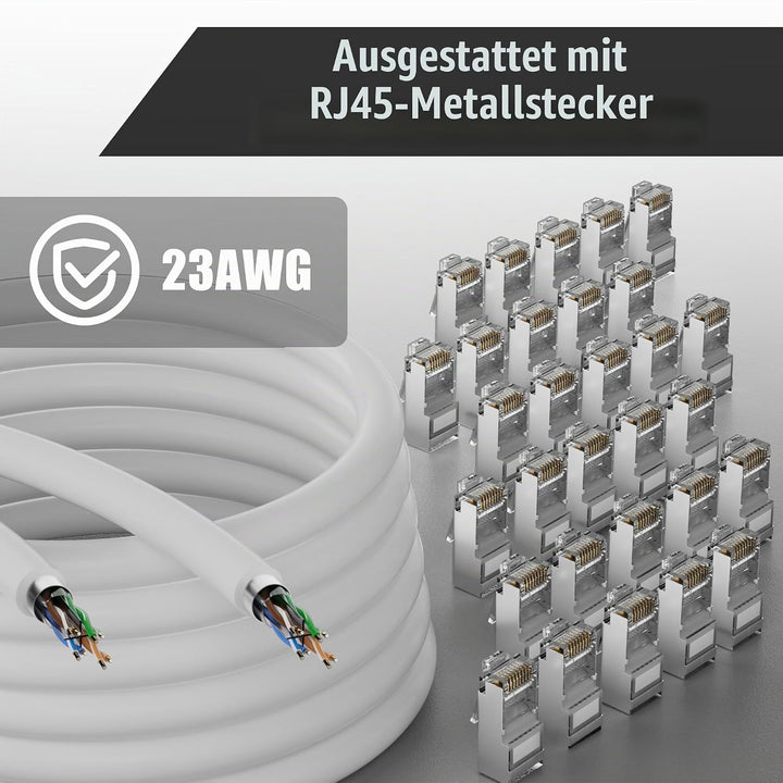 Netzwerkkabel 150m Outdoor, Lan Kabel Cat 6 150 Meter Verlegekabel Weiss Lange Aussenbereich Install
