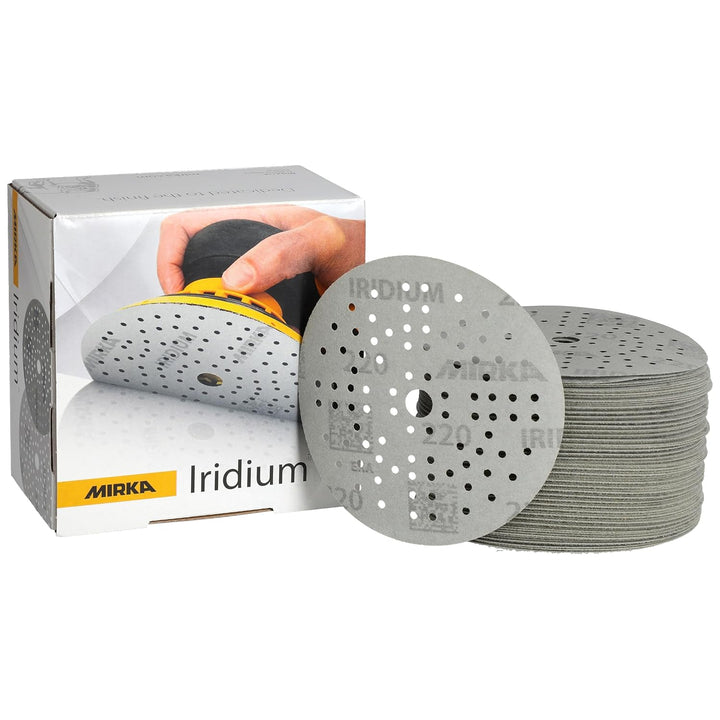 Mirka Iridium Premium-Schleifpapier Ø 125mm Klett 89-Loch, Korn 220, 100 Stk / Zum Schleifen von Lac