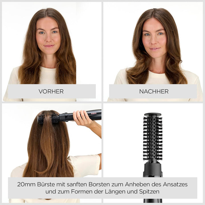 BaByliss Perfect Finish, Warmluftbürste, mit mehreren Aufsätzen, 2 Temperaturstufen und Kühlluftfunk