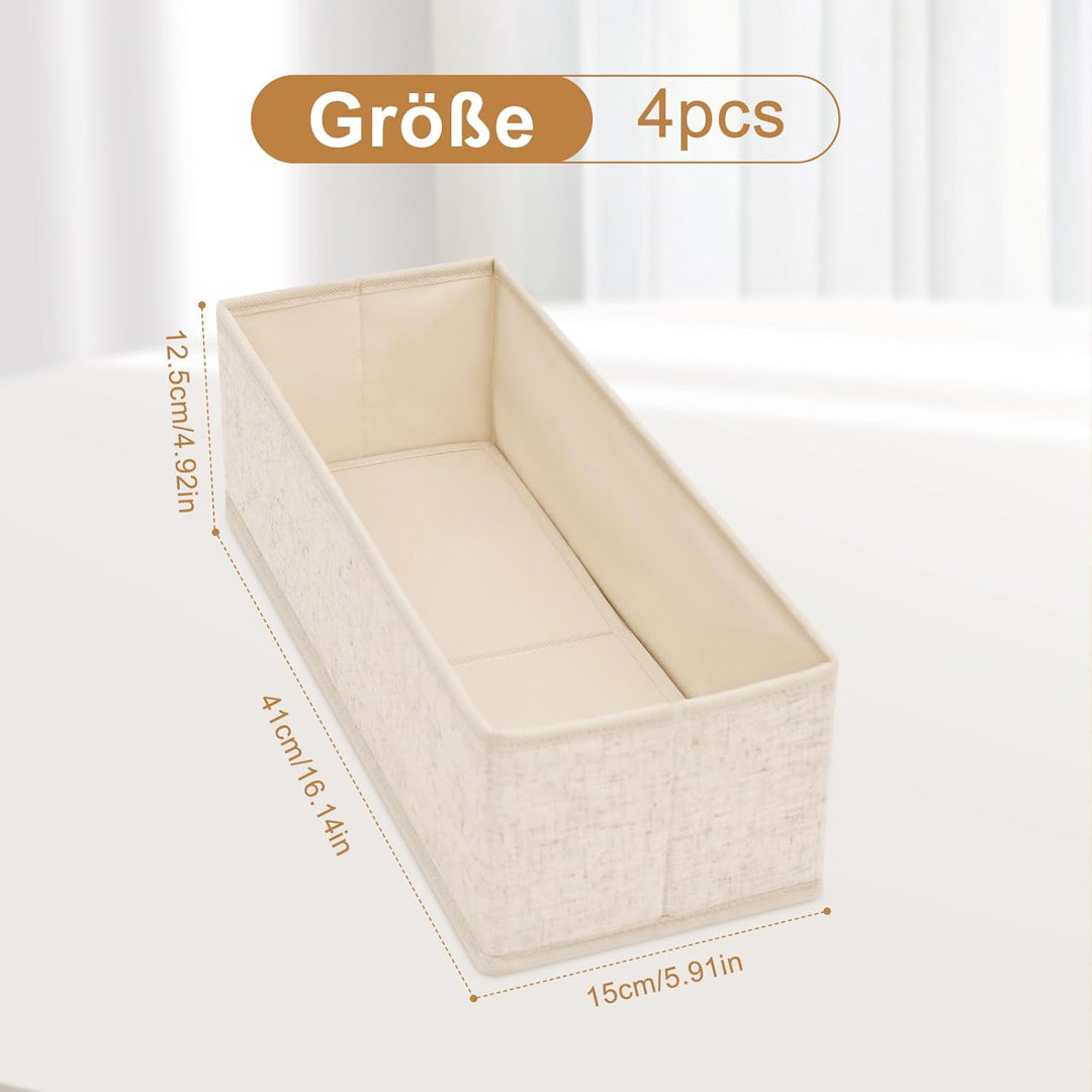 Schubladen Organizer für HEMNES 160 cm Kommode – 4er Set Aus Polyester und Leinen, Waschbar, Beige –