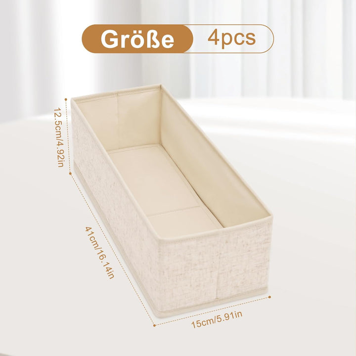 Schubladen Organizer für HEMNES 160 cm Kommode – 4er Set Aus Polyester und Leinen, Waschbar, Beige –