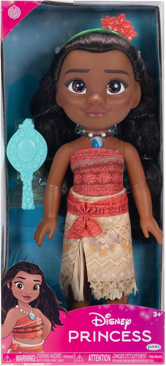 Disney Princess Vaiana Puppe 35cm, reflektierende Glitzeraugen, bewegliche Gelenke, ausziehbares Out