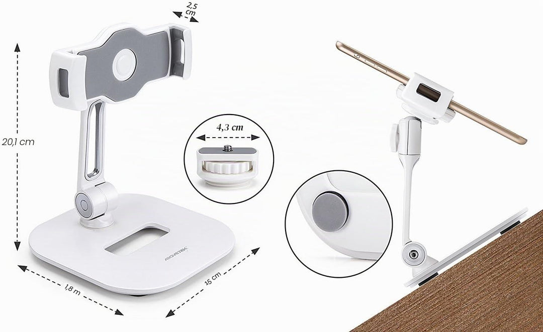 AboveTEK ipad Ständer Faltbar Tablet Ständer 4-11" Tablet Halter Schwarz 360°Swivel Halter Handy Stä