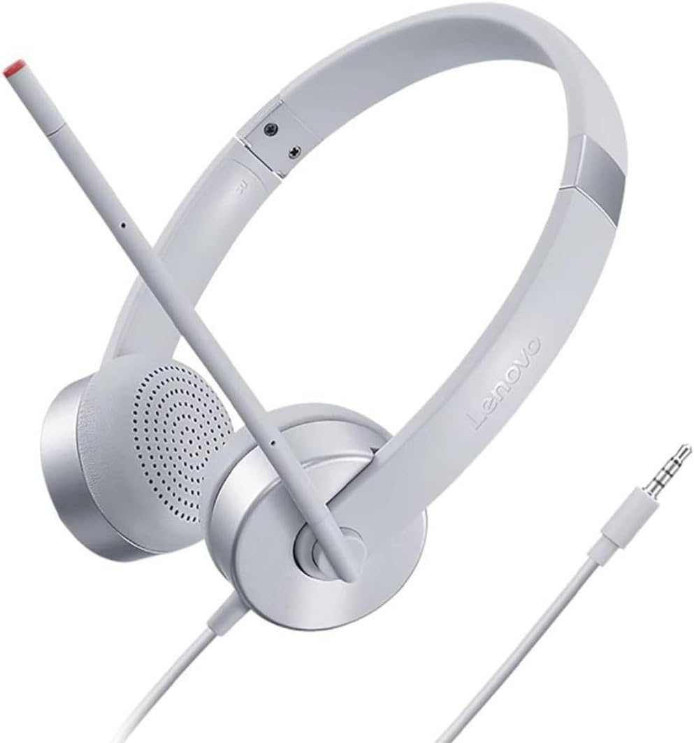 Lenovo 100 - Analog-Stereo-Kopfhörer (Geräuschisolierung, 180-Grad-Mikrofon, entworfen für VOIP, ver