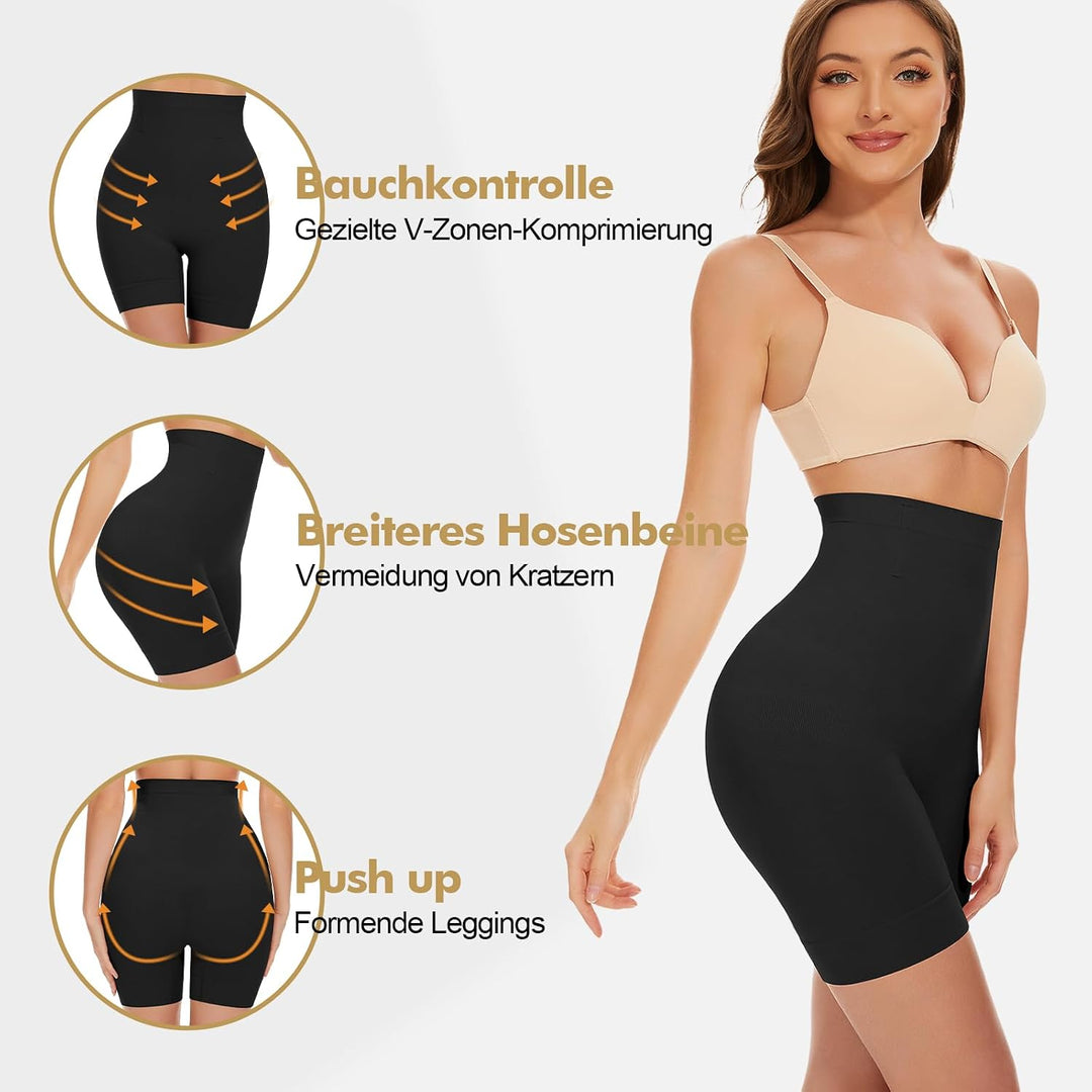 SIMIYA Bauchweg Unterhose Damen Hohe Taille Shapewear Nahtlose Miederhose mit Bein Figurenformend Mi