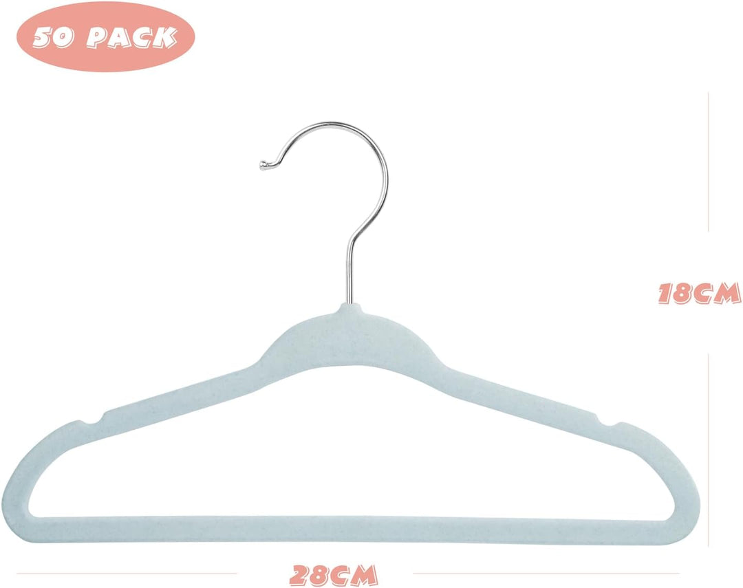 Mangokit Basics Kids Velvet Hangers 50 Pack, Anti-Rutsch-Baby-Bügel, platzsparende Nursery Kleiderbü
